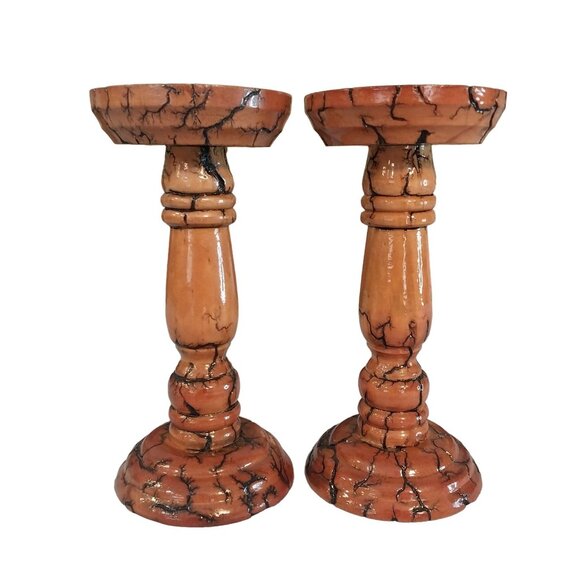 Unique Burned Wood Candle Holders Signed And Numbered By The Artist - Picture 4 of 9